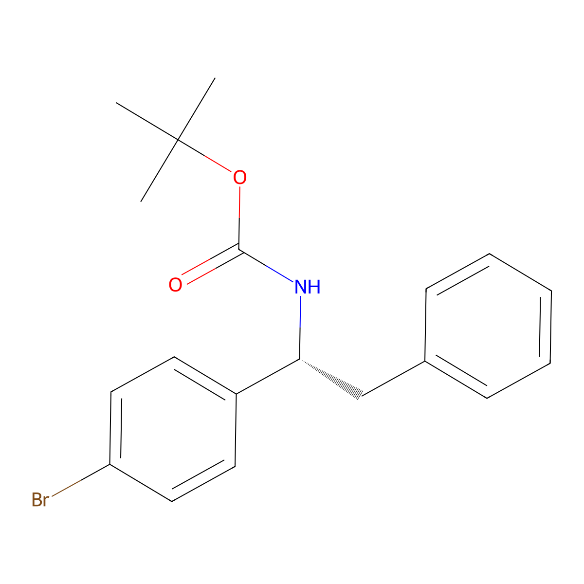 tert-butyl N-[(1R)-1-(4-bromophenyl)-2-phenylethyl]carbamate molecular structure, CAS 2679802-09-4