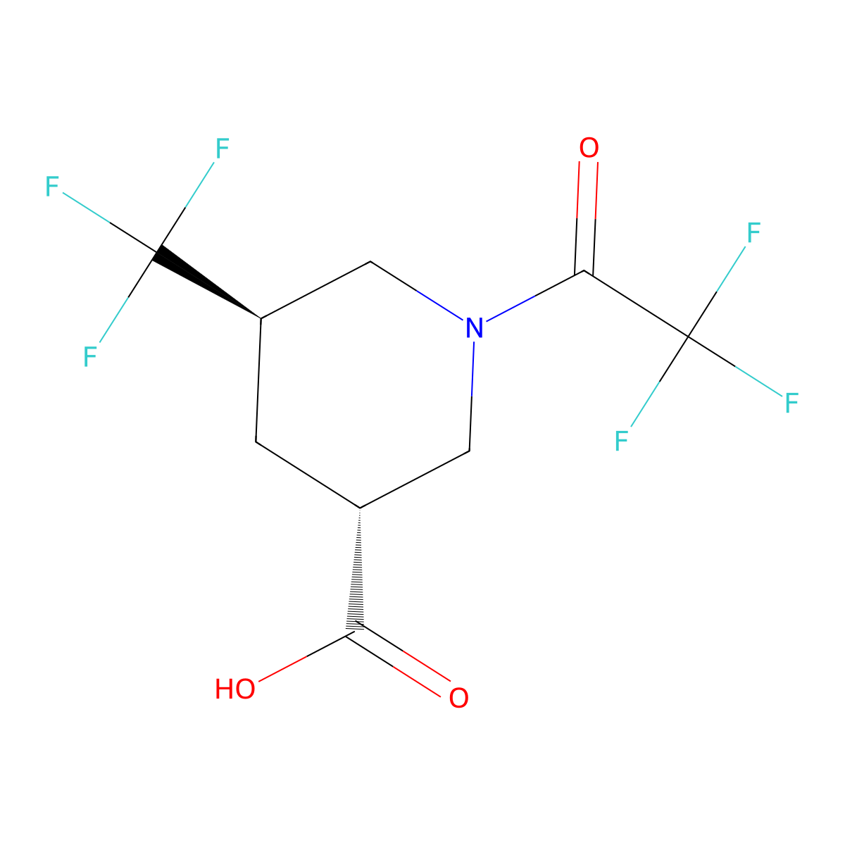 rac-(3R,5R)-1-(2,2,2-trifluoroacetyl)-5-(trifluoromethyl)piperidine-3-carboxylic acid molecular structure, CAS 2679802-15-2