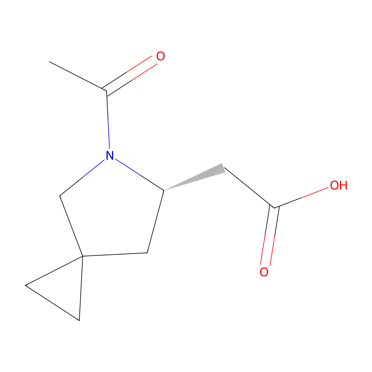 2-[(6S)-5-acetyl-5-azaspiro[2.4]heptan-6-yl]acetic acid molecular structure, CAS 2679802-18-5