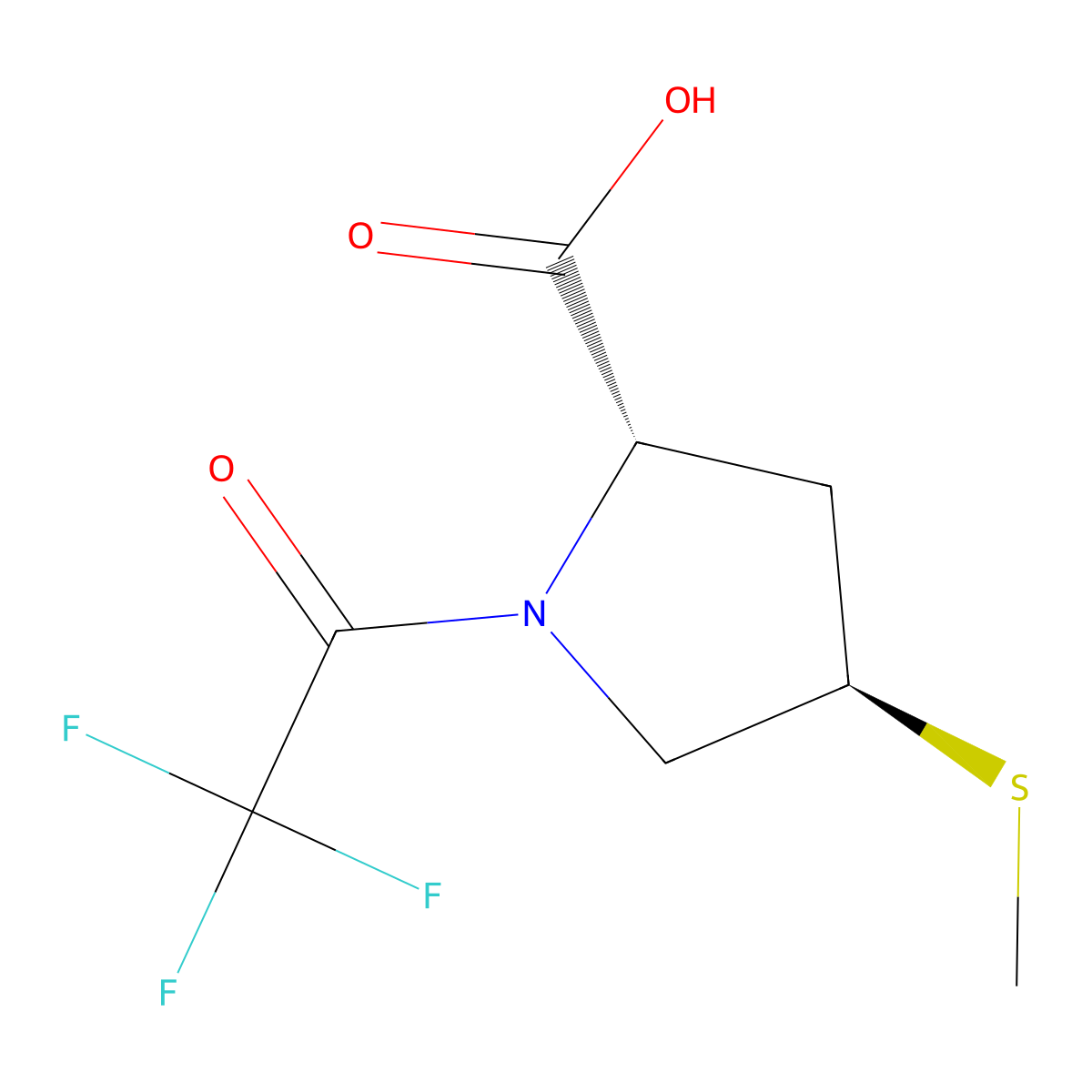 (2S,4R)-4-(methylsulfanyl)-1-(2,2,2-trifluoroacetyl)pyrrolidine-2-carboxylic acid molecular structure, CAS 2679802-28-7