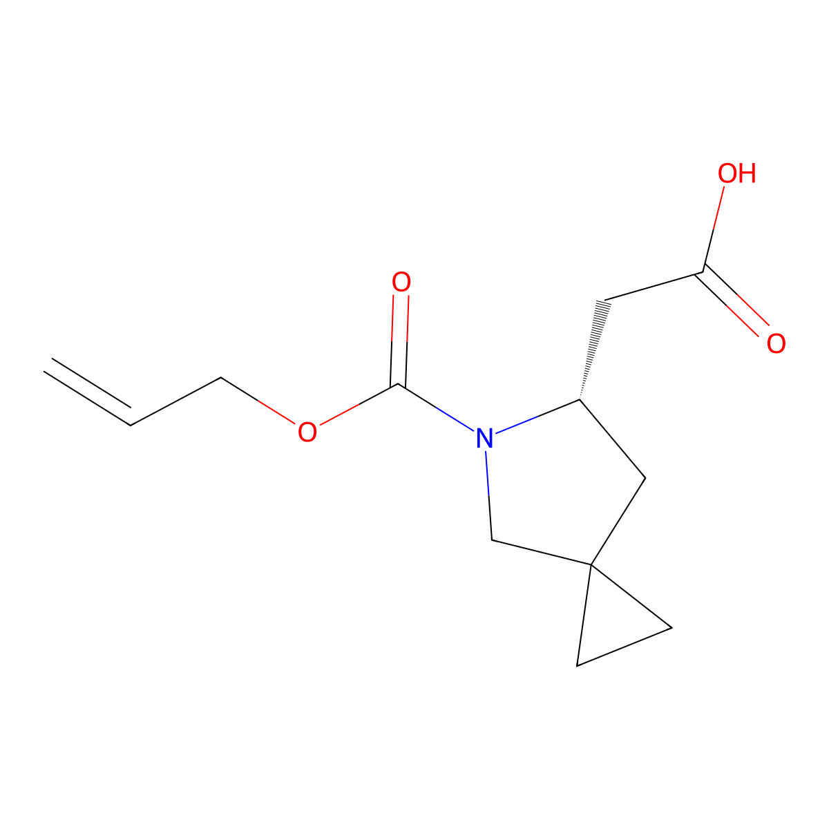 2-[(6S)-5-[(prop-2-en-1-yloxy)carbonyl]-5-azaspiro[2.4]heptan-6-yl]acetic acid molecular structure, CAS 2679802-29-8