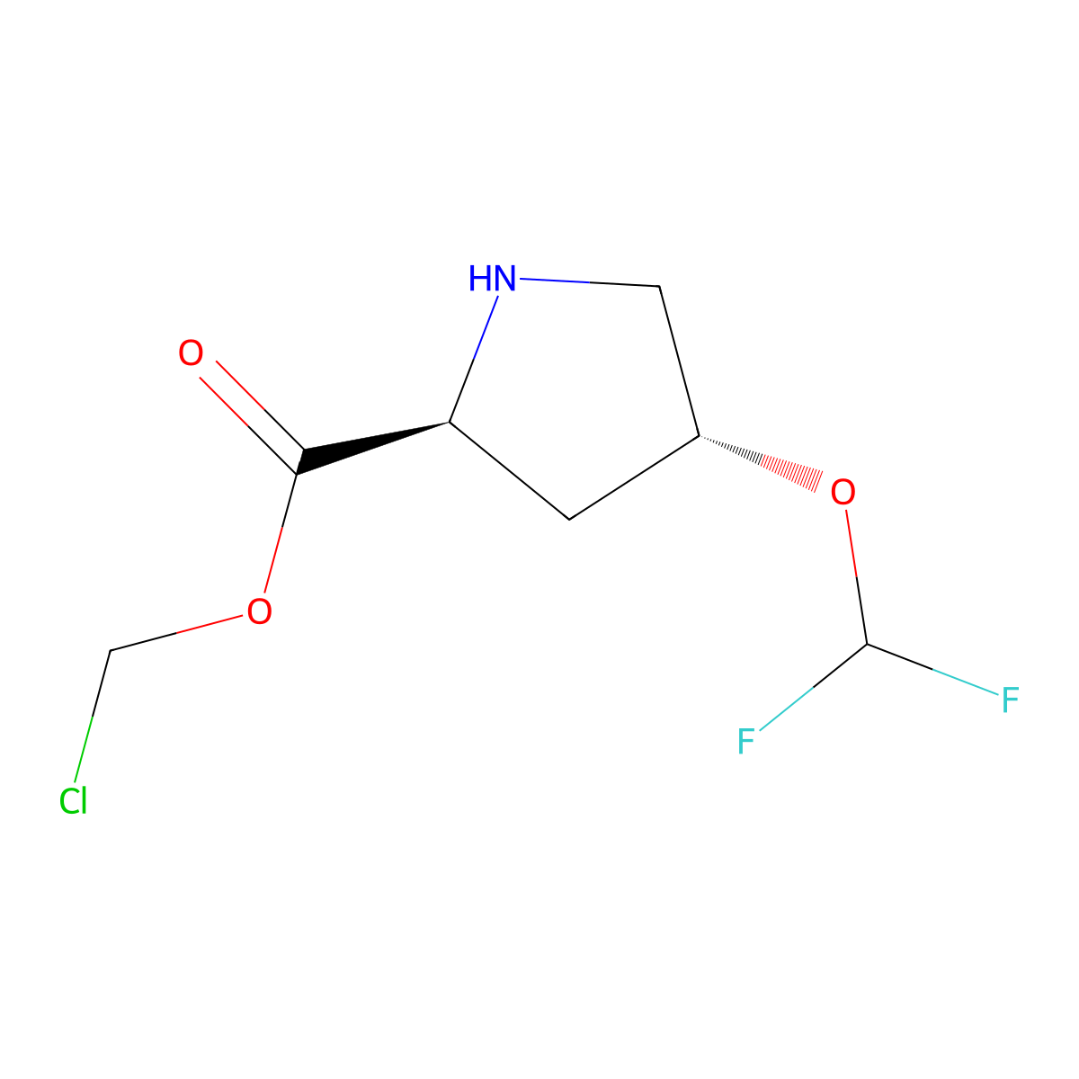 chloromethyl (2S,4R)-4-(difluoromethoxy)pyrrolidine-2-carboxylate molecular structure, CAS 2679802-39-0
