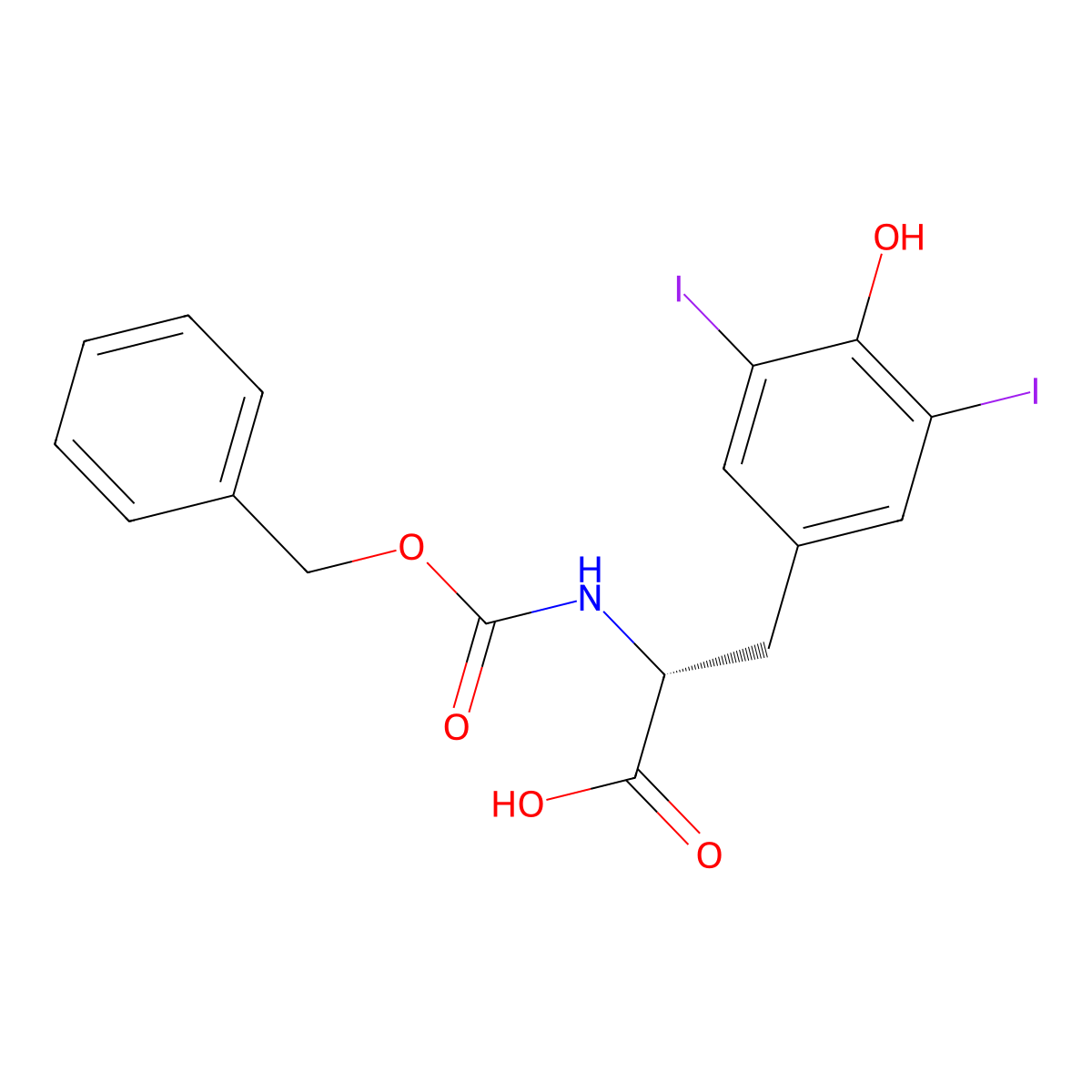 (2R)-2-{[(benzyloxy)carbonyl]amino}-3-(4-hydroxy-3,5-diiodophenyl)propanoic acid molecular structure, CAS 2679802-42-5