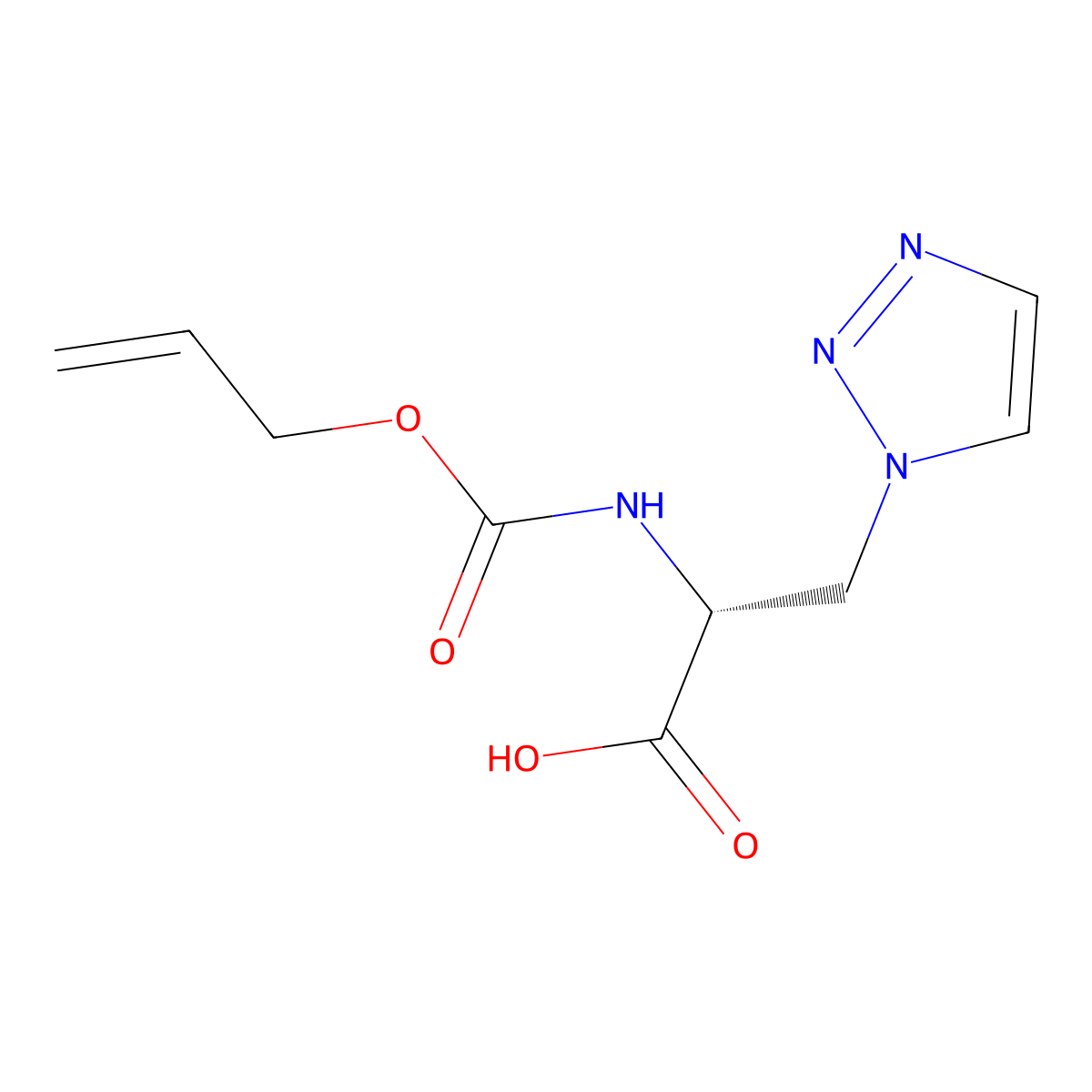 (2R)-2-{[(prop-2-en-1-yloxy)carbonyl]amino}-3-(1H-1,2,3-triazol-1-yl)propanoic acid molecular structure, CAS 2679802-43-6