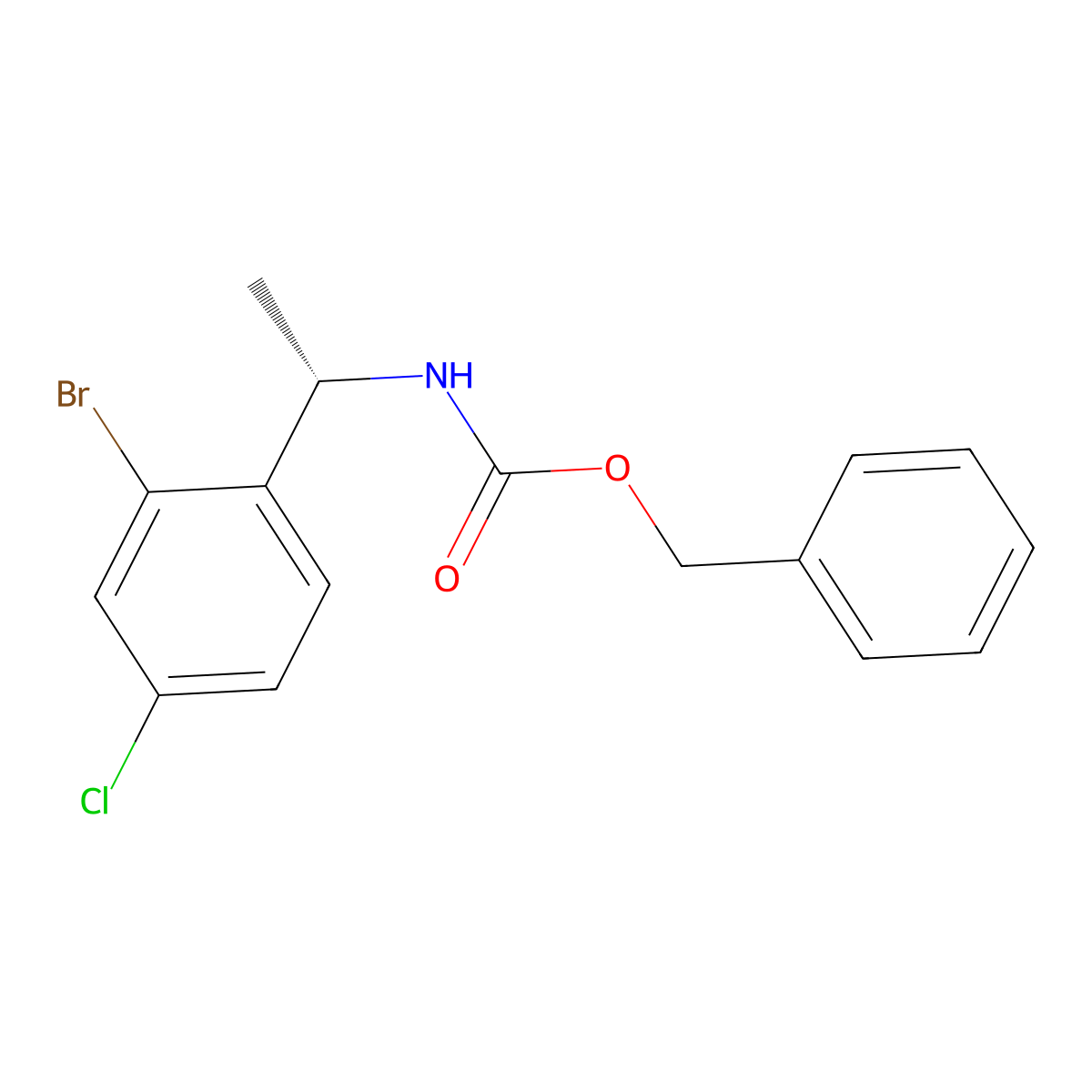 benzyl N-[(1S)-1-(2-bromo-4-chlorophenyl)ethyl]carbamate molecular structure, CAS 2679802-45-8
