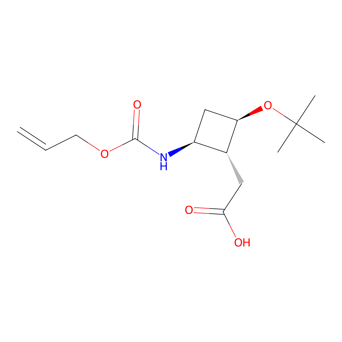2-[(1R,2R,4S)-2-(tert-butoxy)-4-{[(prop-2-en-1-yloxy)carbonyl]amino}cyclobutyl]acetic acid molecular structure, CAS 2679802-46-9