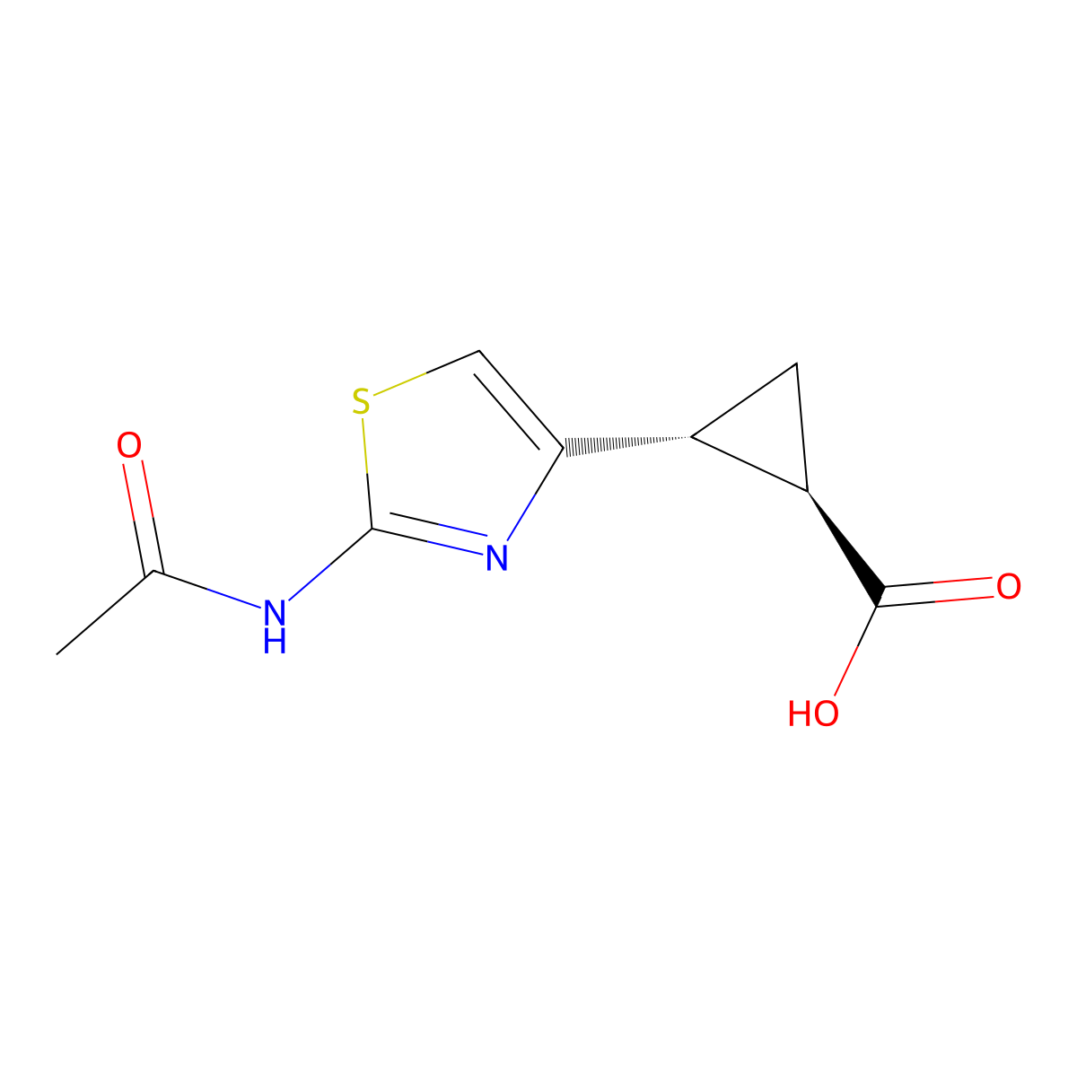 rac-(1R,2R)-2-(2-acetamido-1,3-thiazol-4-yl)cyclopropane-1-carboxylic acid molecular structure, CAS 2679802-48-1
