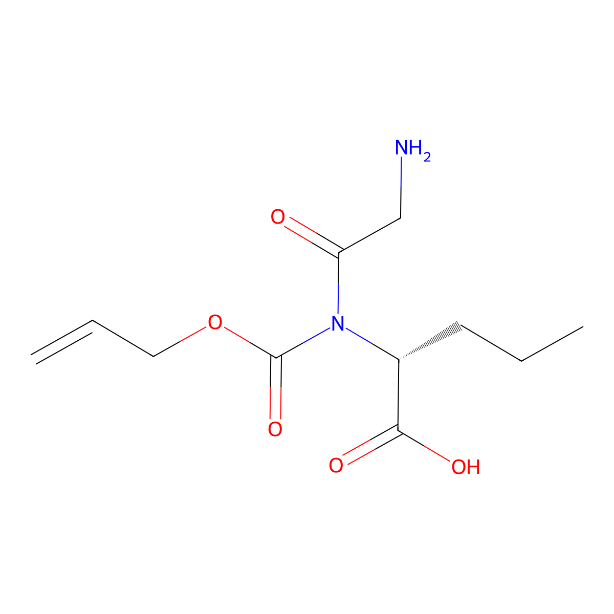 (2R)-2-{2-amino-N-[(prop-2-en-1-yloxy)carbonyl]acetamido}pentanoic acid molecular structure, CAS 2679802-52-7