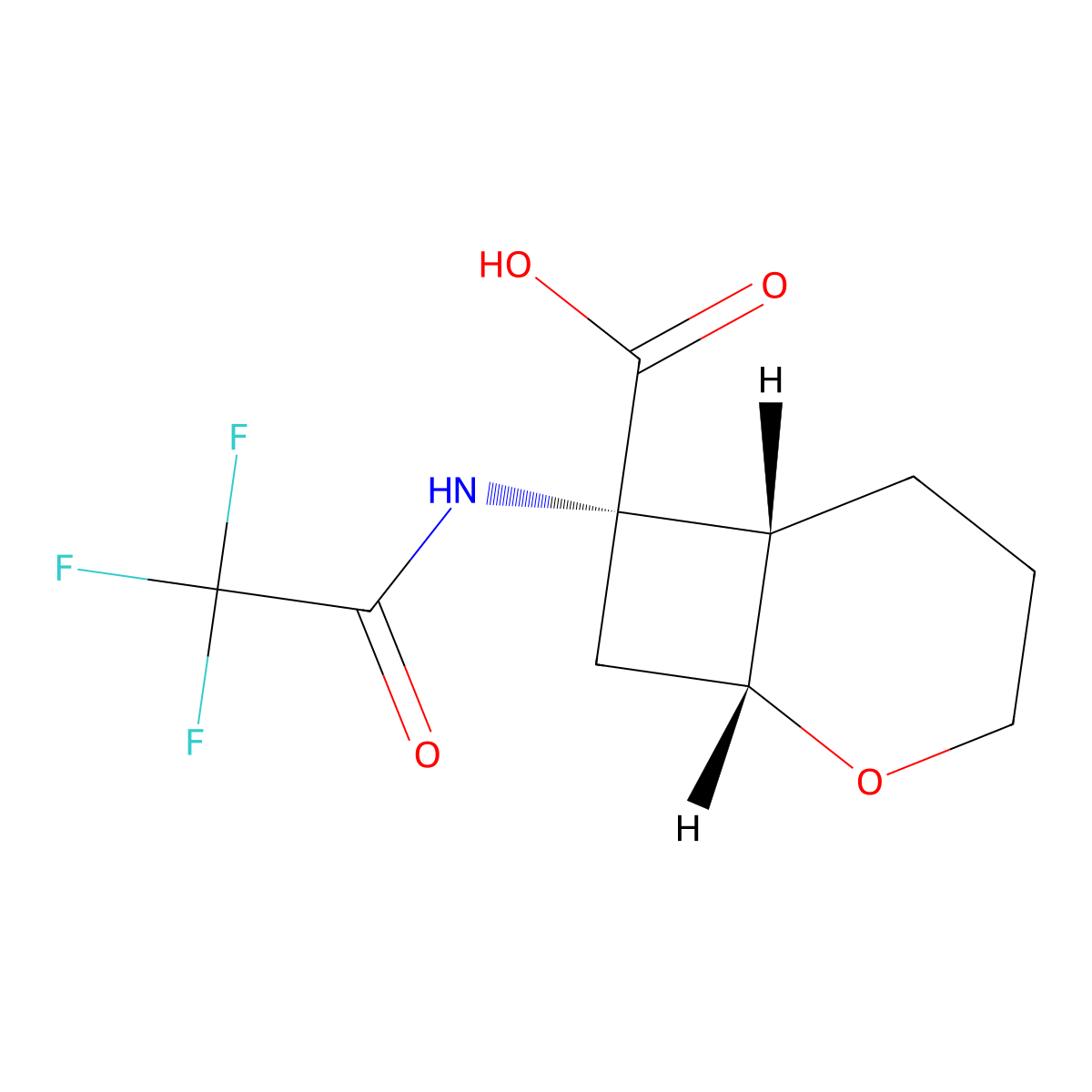 rac-(1R,6S,7S)-7-(2,2,2-trifluoroacetamido)-2-oxabicyclo[4.2.0]octane-7-carboxylic acid molecular structure, CAS 2679802-58-3