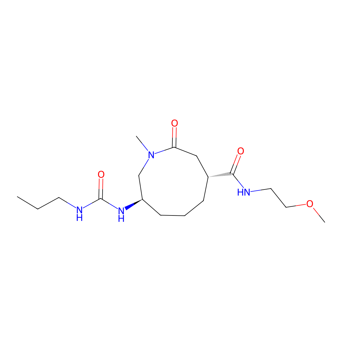 (4R,8R)-N-(2-Methoxyethyl)-1-methyl-2-oxo-8-[(propylcarbamoyl)amino]azonane-4-carboxamide molecular structure, CAS 2679802-62-9
