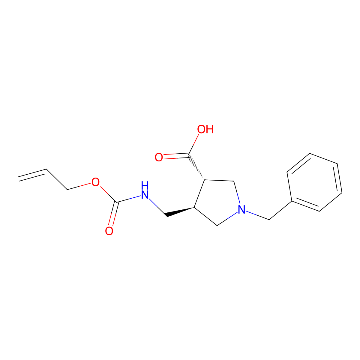 rac-(3R,4S)-1-benzyl-4-({[(prop-2-en-1-yloxy)carbonyl]amino}methyl)pyrrolidine-3-carboxylic acid molecular structure, CAS 2679802-64-1