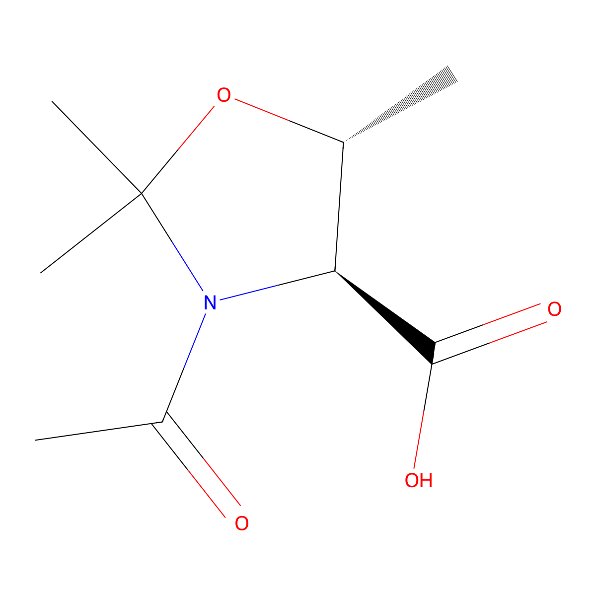 (4S,5R)-3-acetyl-2,2,5-trimethyl-1,3-oxazolidine-4-carboxylic acid molecular structure, CAS 2679802-72-1