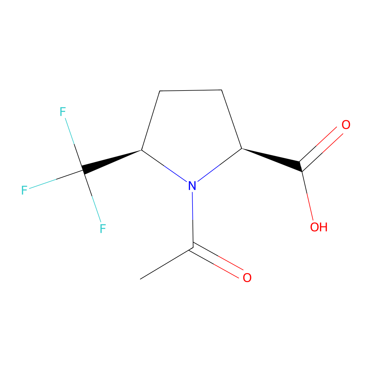rac-(2R,5S)-1-acetyl-5-(trifluoromethyl)pyrrolidine-2-carboxylic acid molecular structure, CAS 2679802-74-3