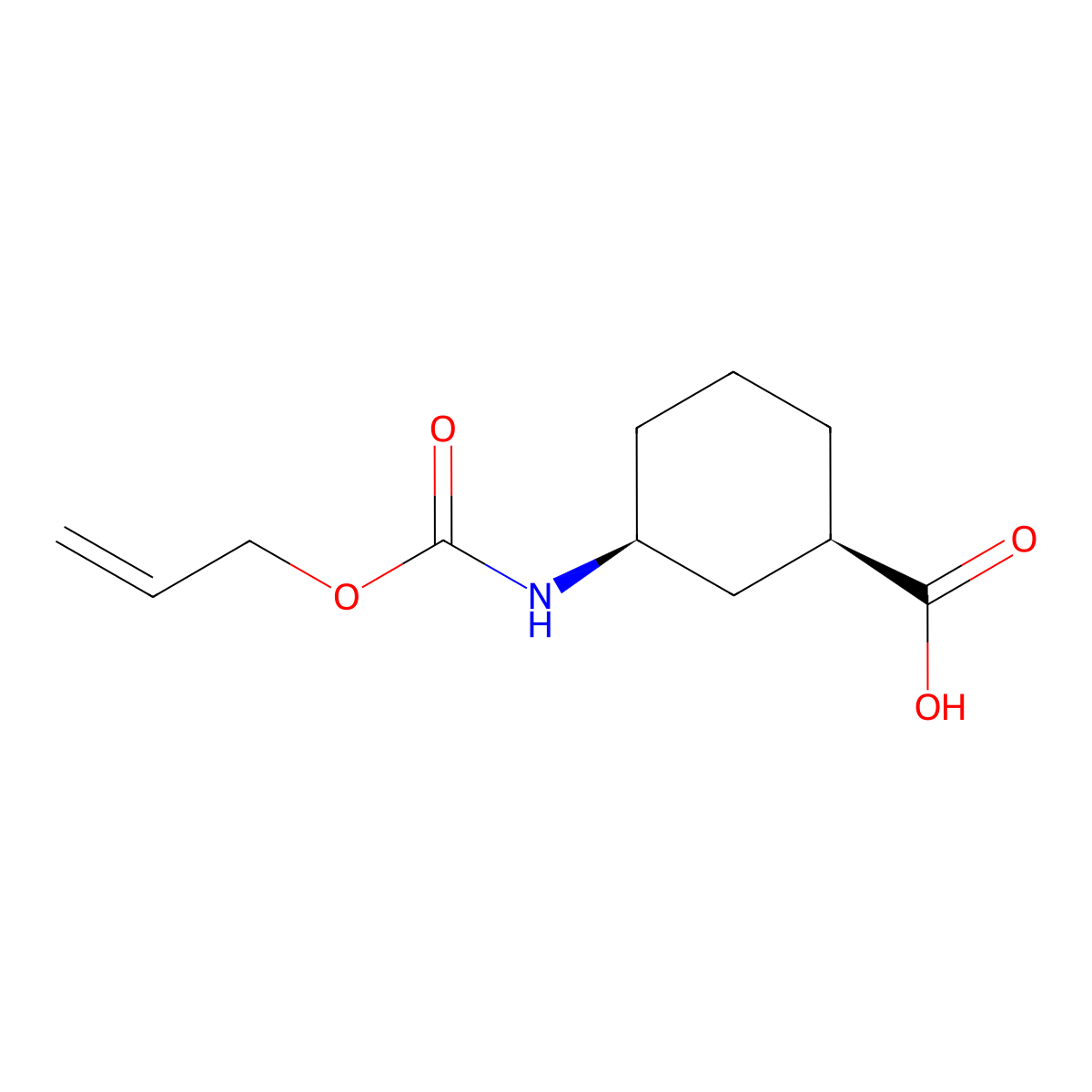 (1R,3S)-3-{[(prop-2-en-1-yloxy)carbonyl]amino}cyclohexane-1-carboxylic acid molecular structure, CAS 2679802-78-7
