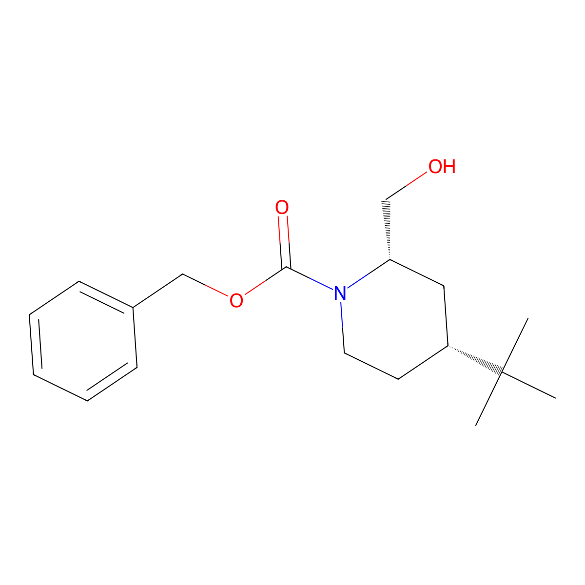rac-benzyl (2R,4S)-4-tert-butyl-2-(hydroxymethyl)piperidine-1-carboxylate molecular structure, CAS 2679802-79-8