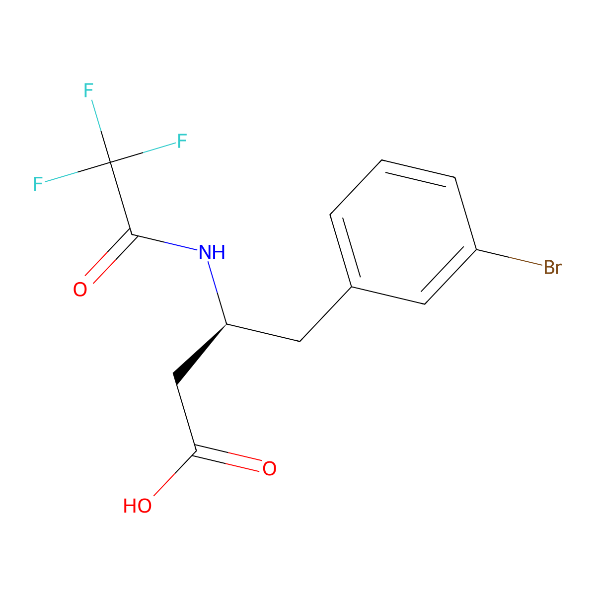 (3S)-4-(3-bromophenyl)-3-(2,2,2-trifluoroacetamido)butanoic acid molecular structure, CAS 2679802-88-9