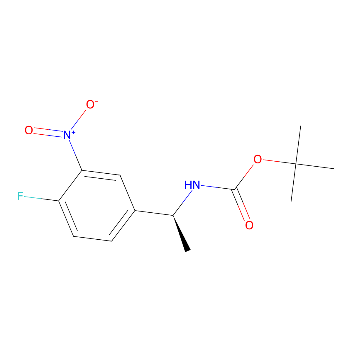tert-butyl N-[(1S)-1-(4-fluoro-3-nitrophenyl)ethyl]carbamate molecular structure, CAS 2679802-90-3