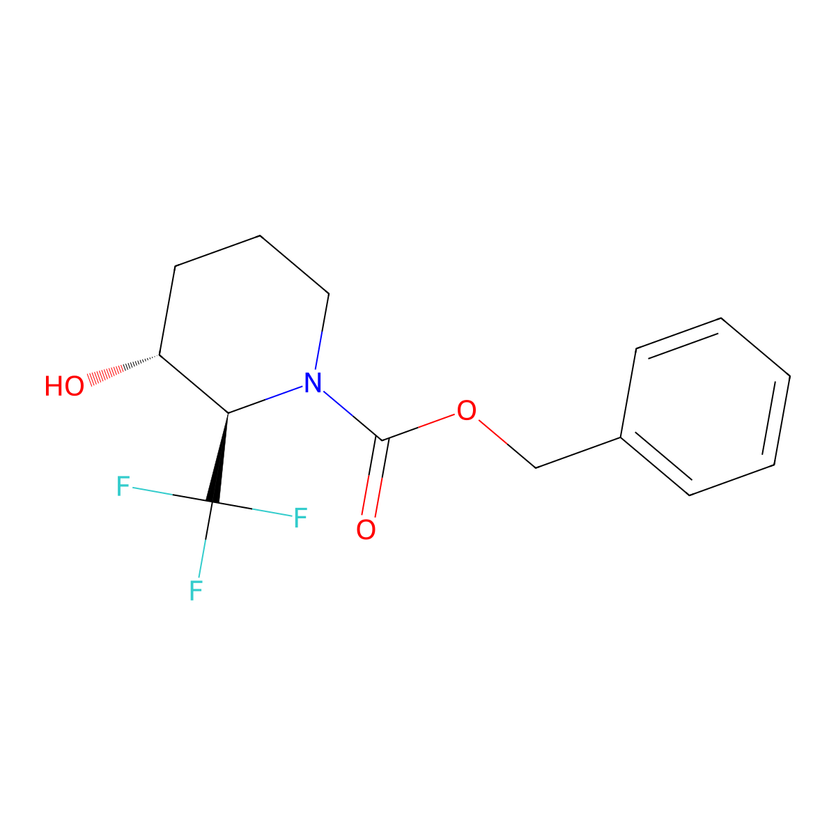 rac-benzyl (2R,3R)-3-hydroxy-2-(trifluoromethyl)piperidine-1-carboxylate molecular structure, CAS 2679802-95-8
