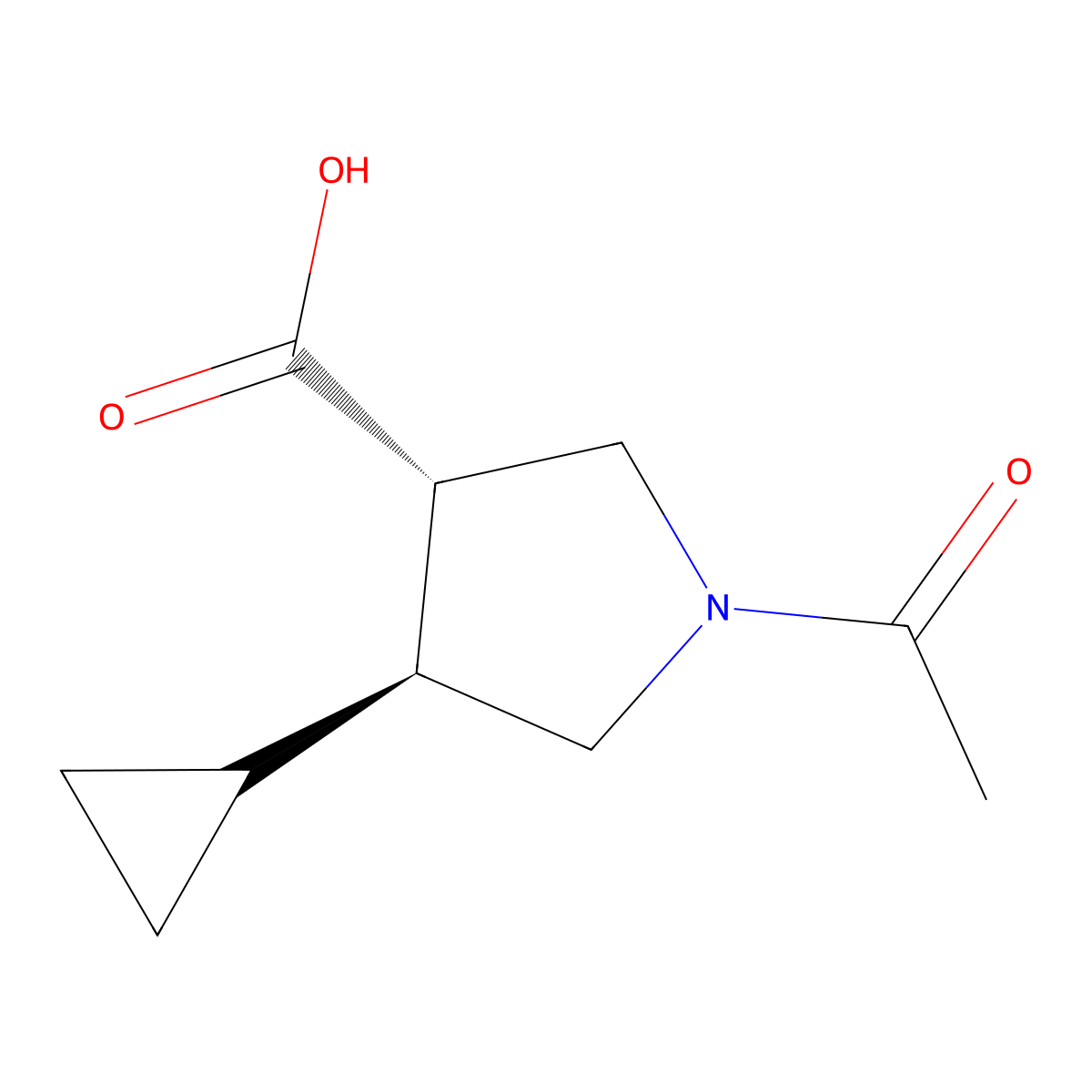 rac-(3R,4R)-1-acetyl-4-cyclopropylpyrrolidine-3-carboxylic acid molecular structure, CAS 2679802-96-9