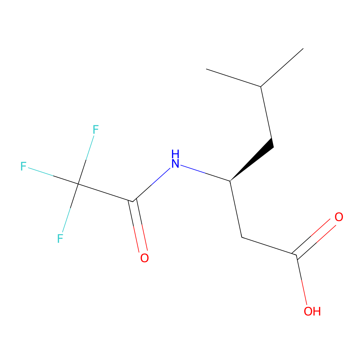 (3S)-5-methyl-3-(trifluoroacetamido)hexanoic acid molecular structure, CAS 2679802-99-2