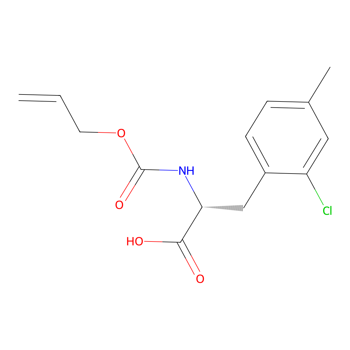 (2R)-3-(2-chloro-4-methylphenyl)-2-{[(prop-2-en-1-yloxy)carbonyl]amino}propanoic acid molecular structure, CAS 2679805-16-2
