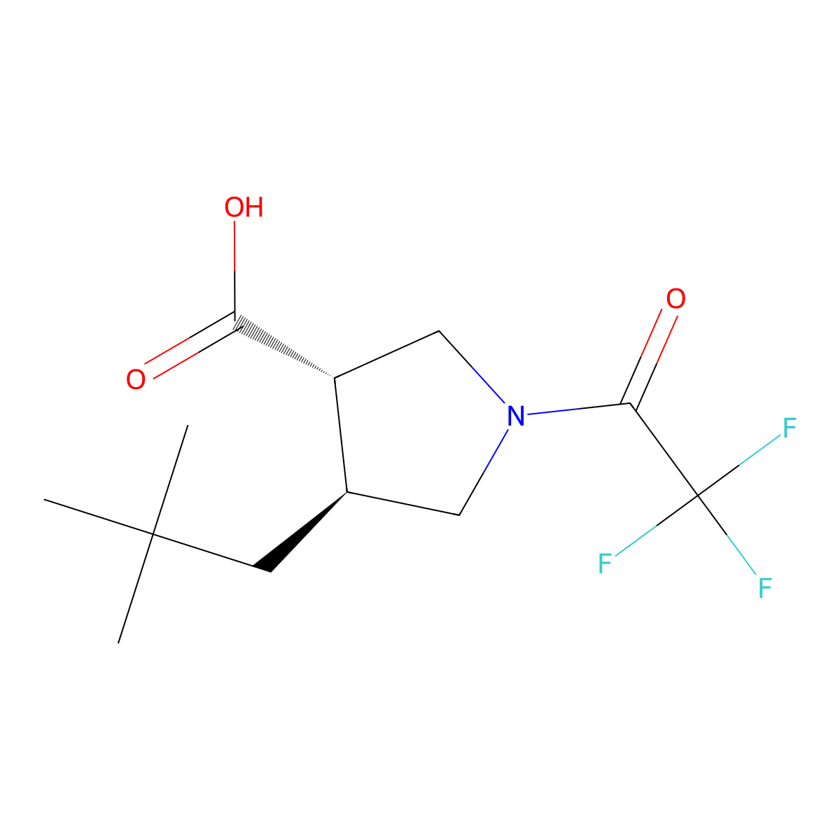 rac-(3R,4R)-4-(2,2-dimethylpropyl)-1-(2,2,2-trifluoroacetyl)pyrrolidine-3-carboxylic acid molecular structure, CAS 2679805-18-4