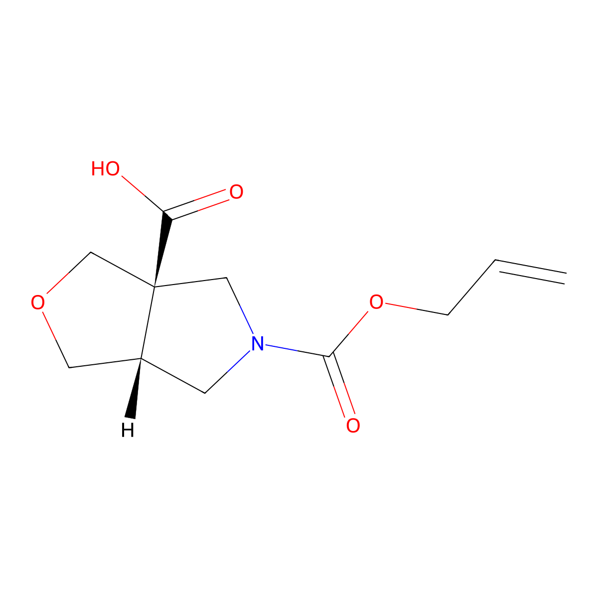 rac-(3aR,6aR)-5-[(prop-2-en-1-yloxy)carbonyl]-hexahydro-1H-furo[3,4-c]pyrrole-3a-carboxylic acid molecular structure, CAS 2679805-21-9