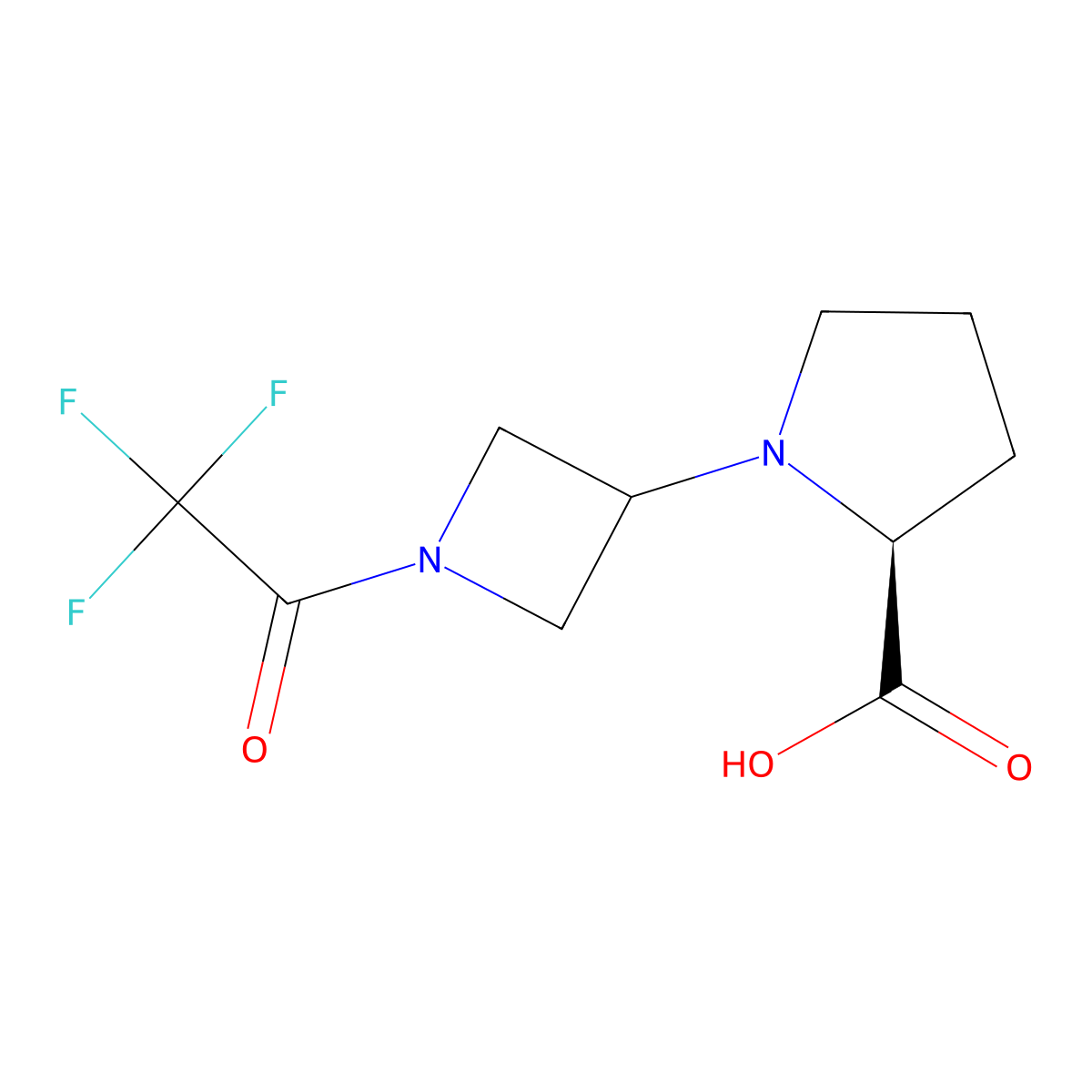 (2S)-1-[1-(2,2,2-trifluoroacetyl)azetidin-3-yl]pyrrolidine-2-carboxylic acid molecular structure, CAS 2679805-27-5