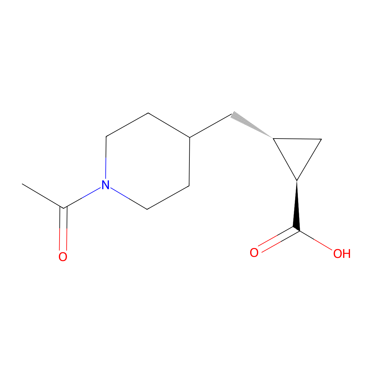 rac-(1R,2R)-2-[(1-acetylpiperidin-4-yl)methyl]cyclopropane-1-carboxylic acid molecular structure, CAS 2679805-31-1