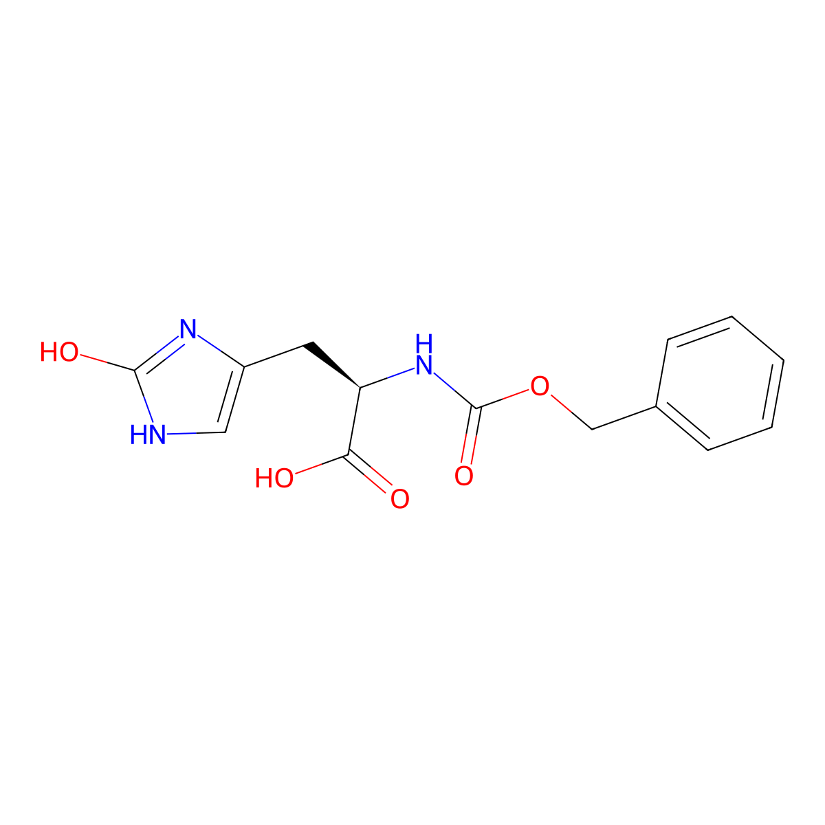 (2R)-2-{[(benzyloxy)carbonyl]amino}-3-(2-hydroxy-1H-imidazol-4-yl)propanoic acid molecular structure, CAS 2679805-38-8