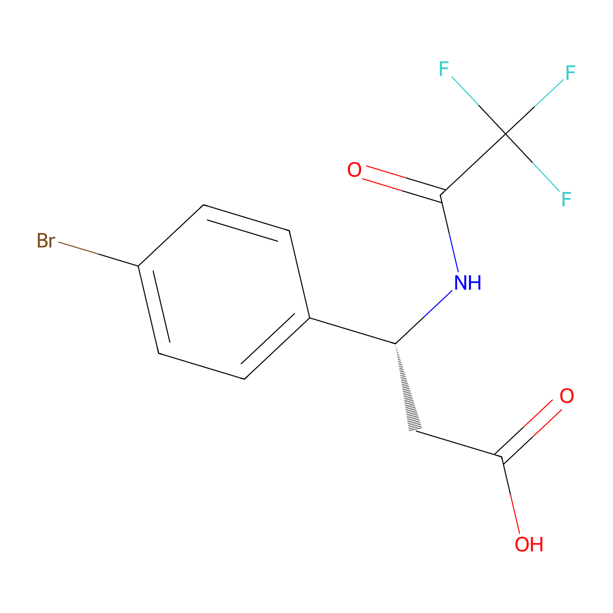 (3R)-3-(4-bromophenyl)-3-(2,2,2-trifluoroacetamido)propanoic acid molecular structure, CAS 2679805-43-5