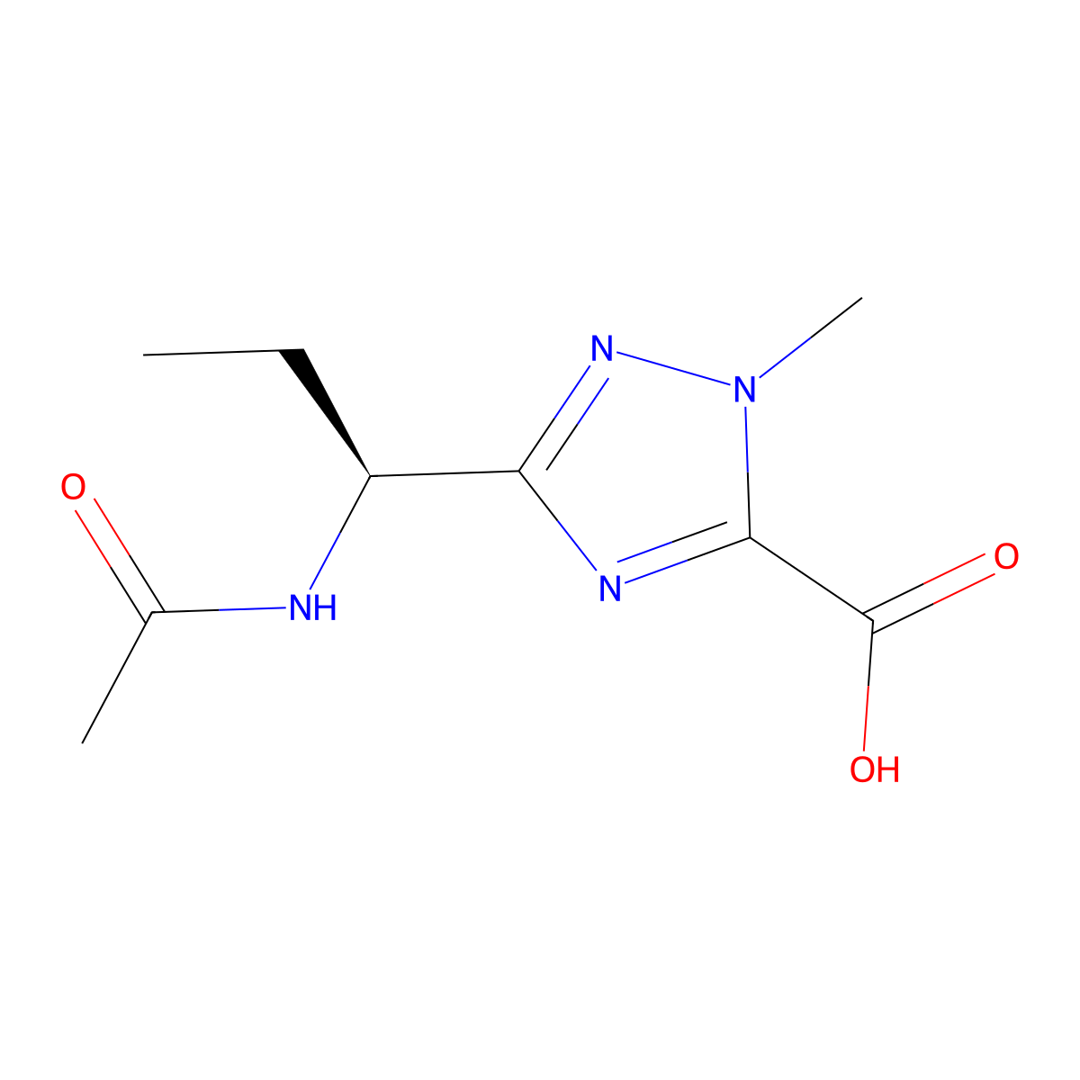 3-[(1S)-1-acetamidopropyl]-1-methyl-1H-1,2,4-triazole-5-carboxylic acid molecular structure, CAS 2679805-47-9