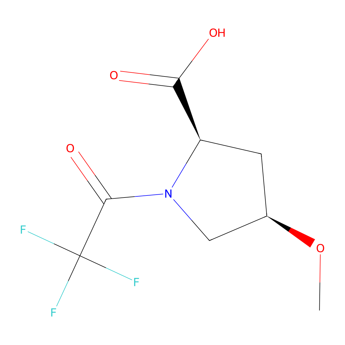 (2R,4R)-4-methoxy-1-(trifluoroacetyl)pyrrolidine-2-carboxylic acid molecular structure, CAS 2679805-61-7