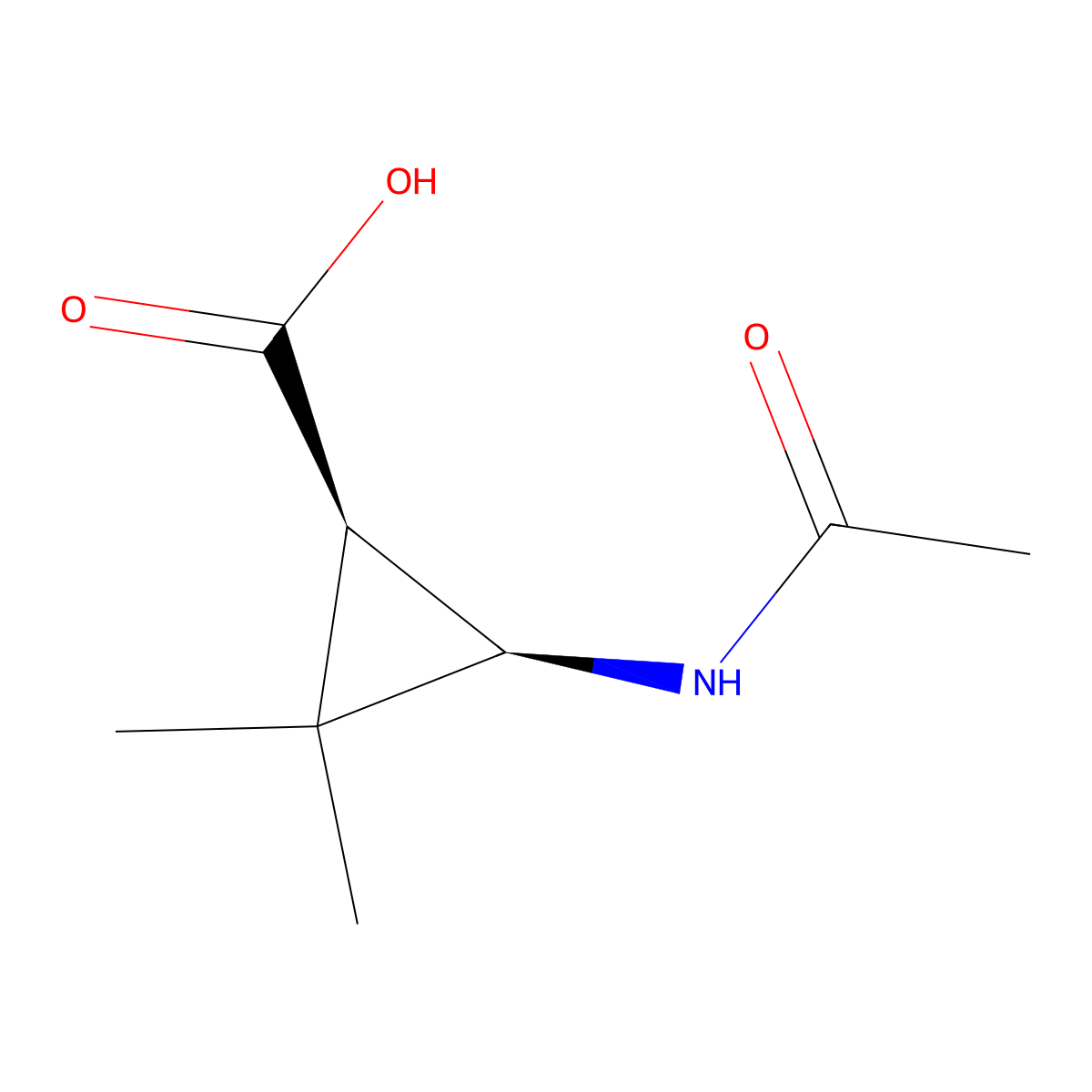 rac-(1R,3R)-3-acetamido-2,2-dimethylcyclopropane-1-carboxylic acid molecular structure, CAS 2679805-66-2