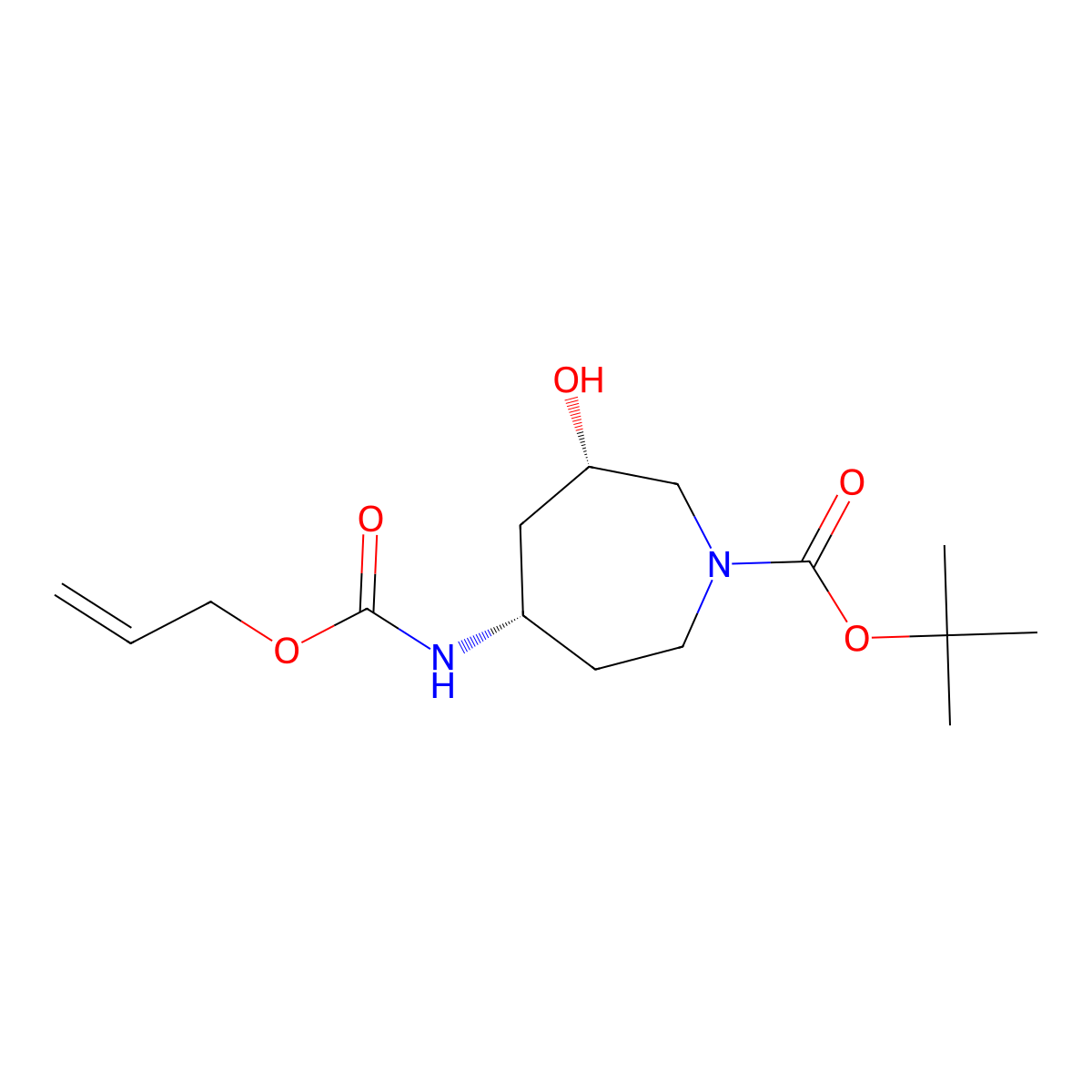 rac-tert-butyl (3R,5R)-3-hydroxy-5-{[(prop-2-en-1-yloxy)carbonyl]amino}azepane-1-carboxylate molecular structure, CAS 2679805-70-8