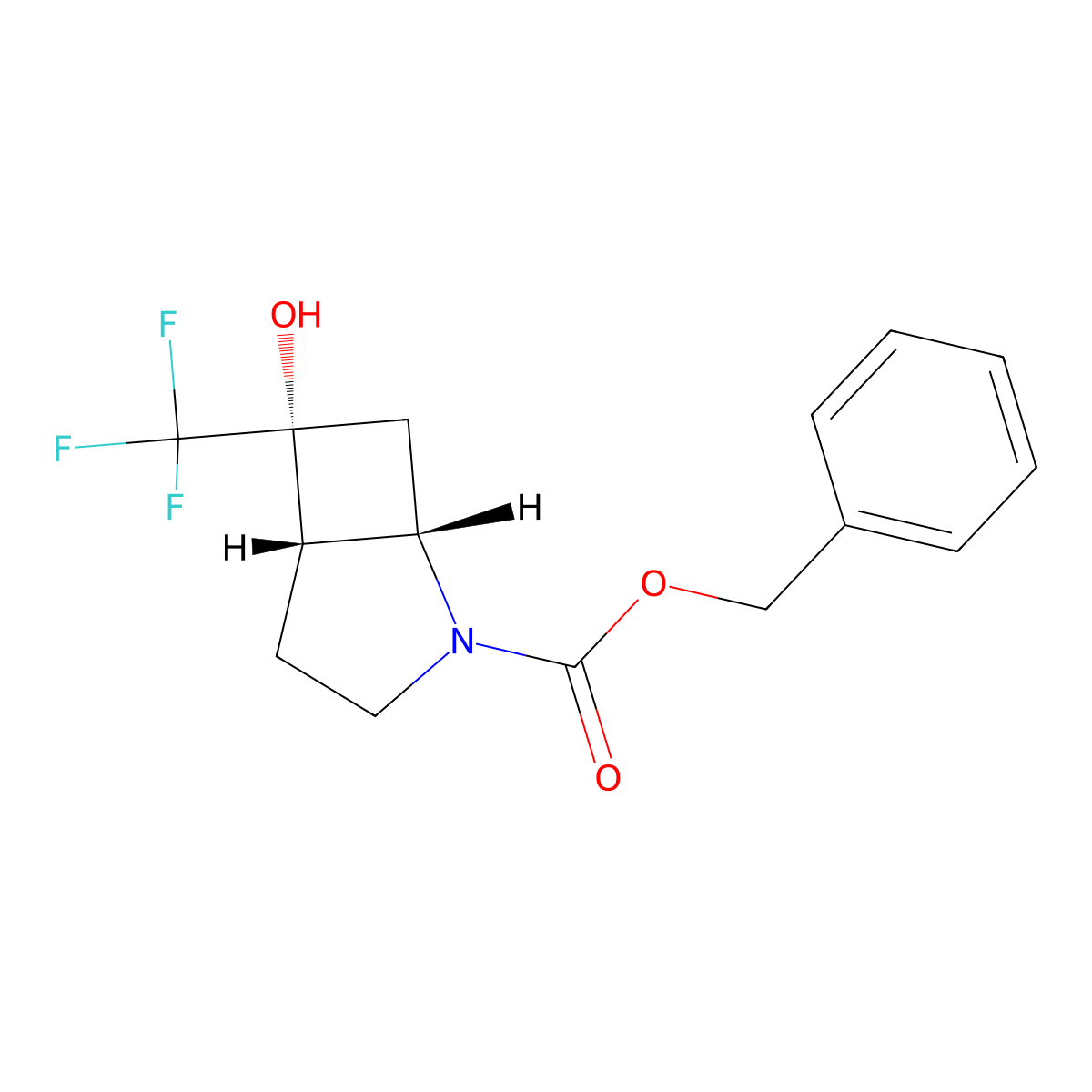 rac-benzyl (1R,5R,6S)-6-hydroxy-6-(trifluoromethyl)-2-azabicyclo[3.2.0]heptane-2-carboxylate molecular structure, CAS 2679805-77-5