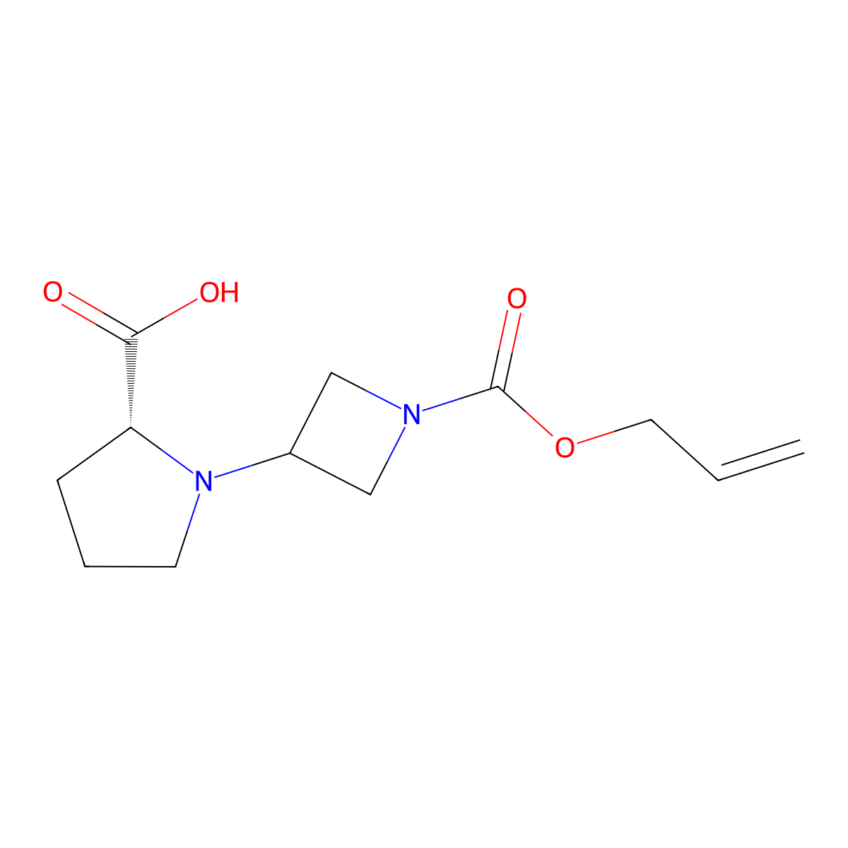 (2R)-1-{1-[(prop-2-en-1-yloxy)carbonyl]azetidin-3-yl}pyrrolidine-2-carboxylic acid molecular structure, CAS 2679805-79-7