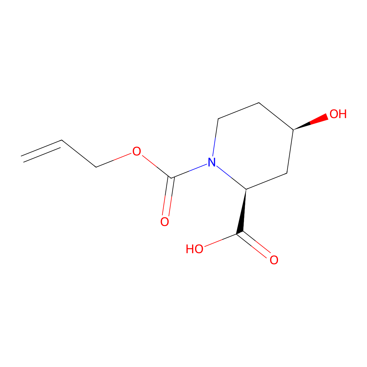 rac-(2R,4S)-4-hydroxy-1-[(prop-2-en-1-yloxy)carbonyl]piperidine-2-carboxylic acid molecular structure, CAS 2679805-81-1