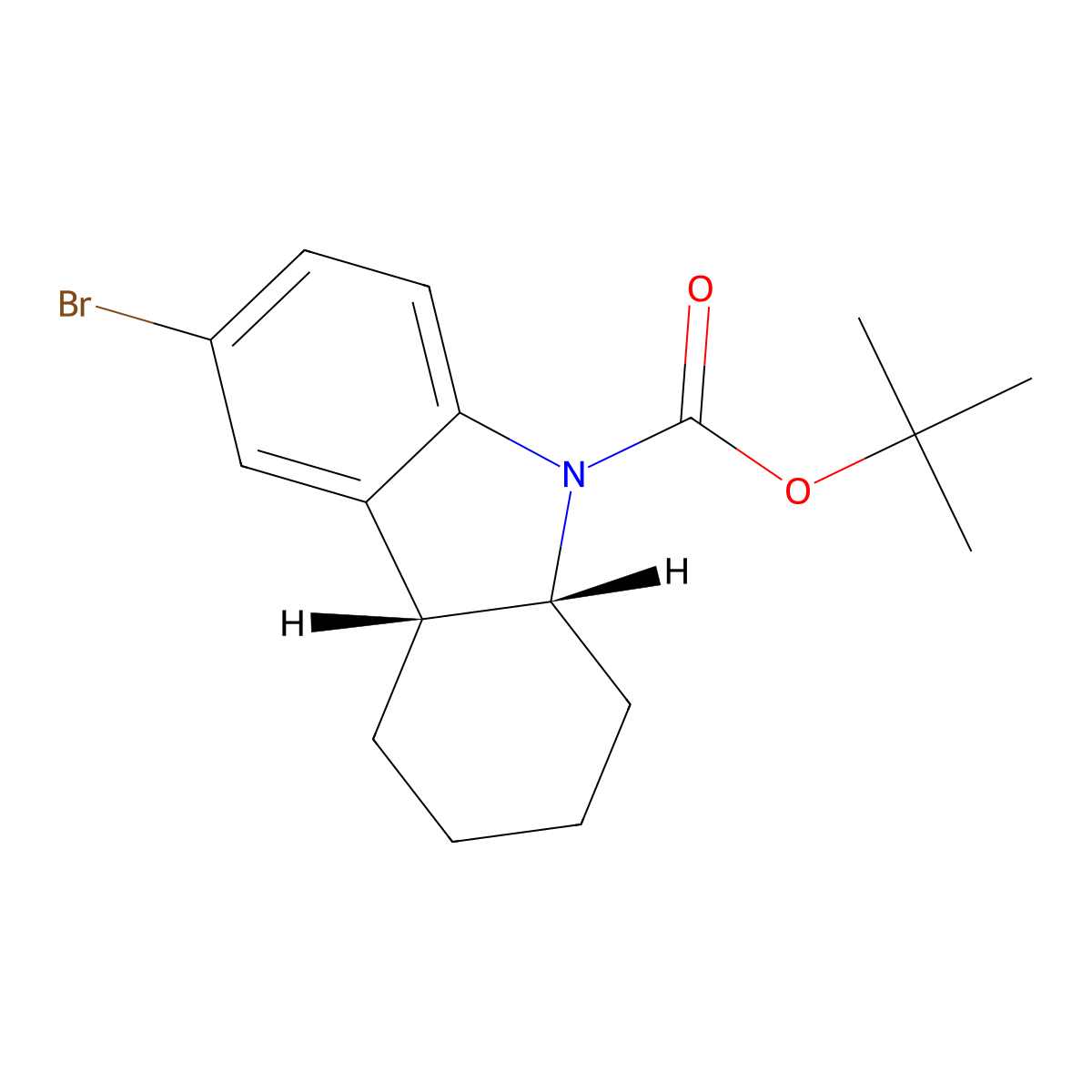 rac-tert-butyl (4aR,9aR)-6-bromo-2,3,4,4a,9,9a-hexahydro-1H-carbazole-9-carboxylate molecular structure, CAS 2679805-85-5