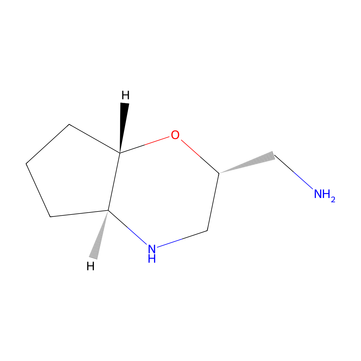 rac-1-[(2R,4aS,7aS)-octahydrocyclopenta[b][1,4]oxazin-2-yl]methanamine molecular structure, CAS 2679805-91-3