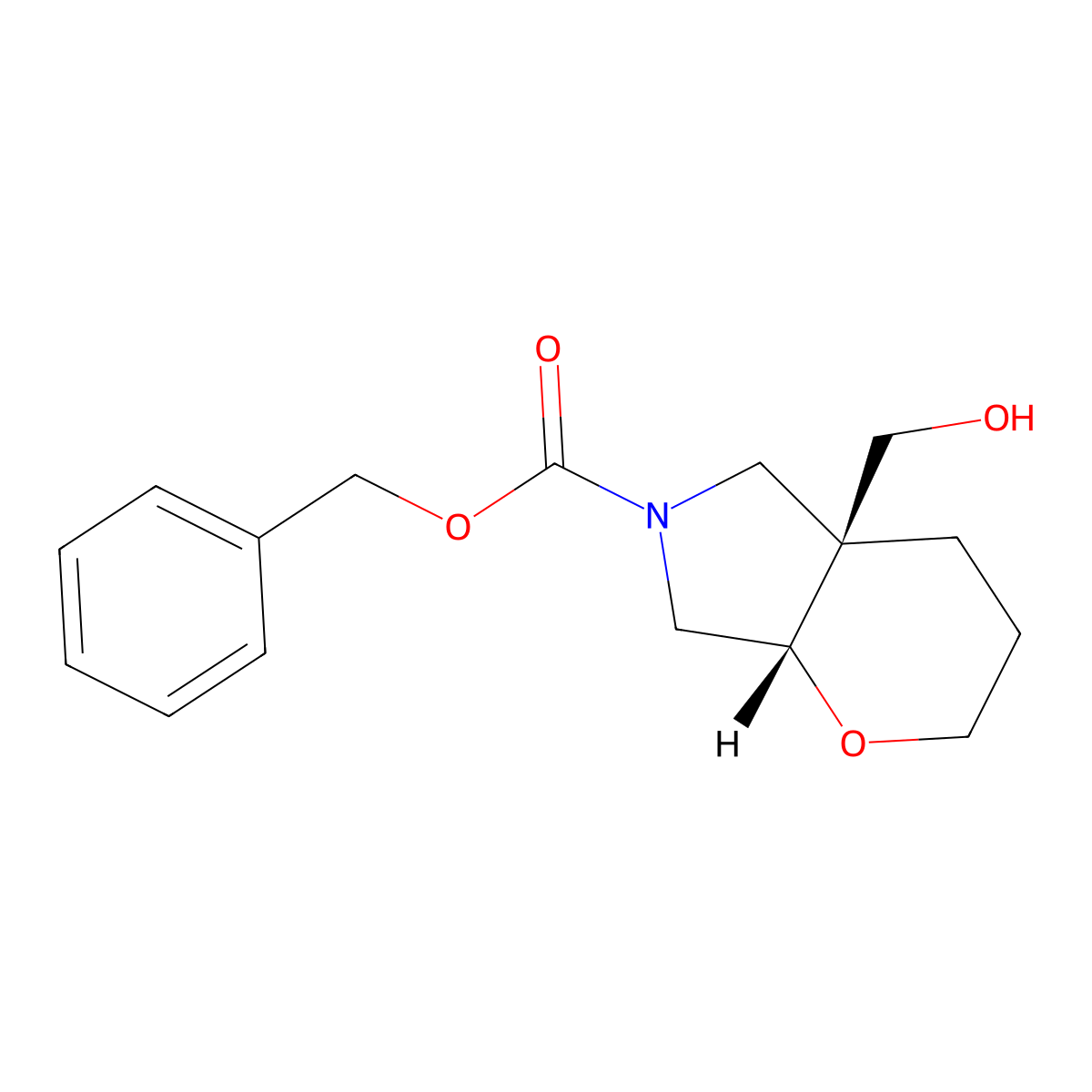 rac-benzyl (4aR,7aR)-4a-(hydroxymethyl)-octahydropyrano[2,3-c]pyrrole-6-carboxylate molecular structure, CAS 2679805-97-9