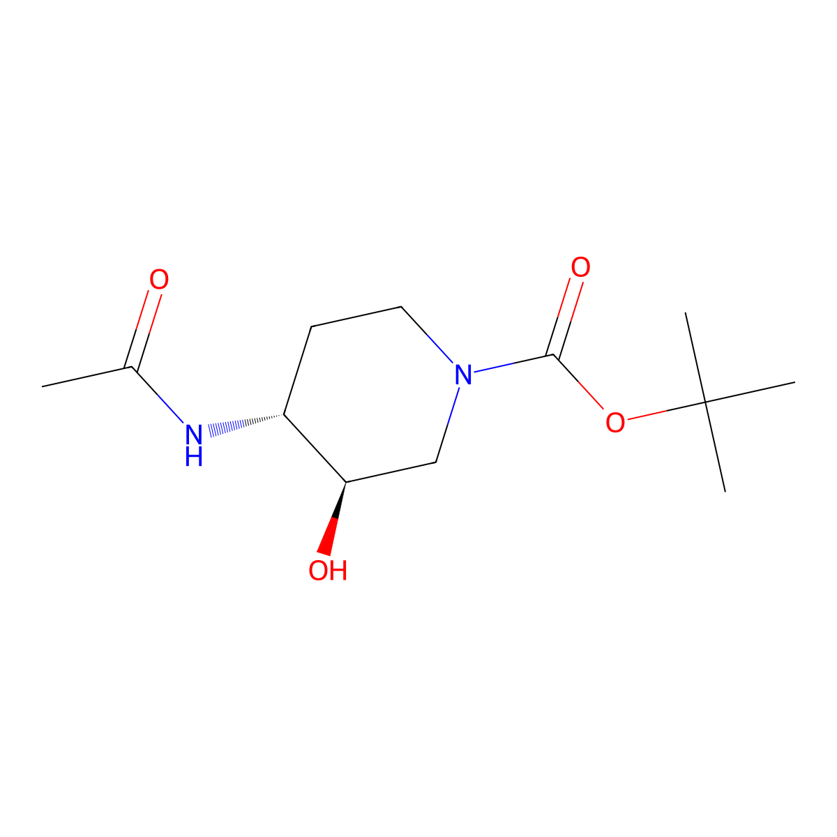 rac-tert-butyl (3R,4R)-4-acetamido-3-hydroxypiperidine-1-carboxylate molecular structure, CAS 2679806-04-1