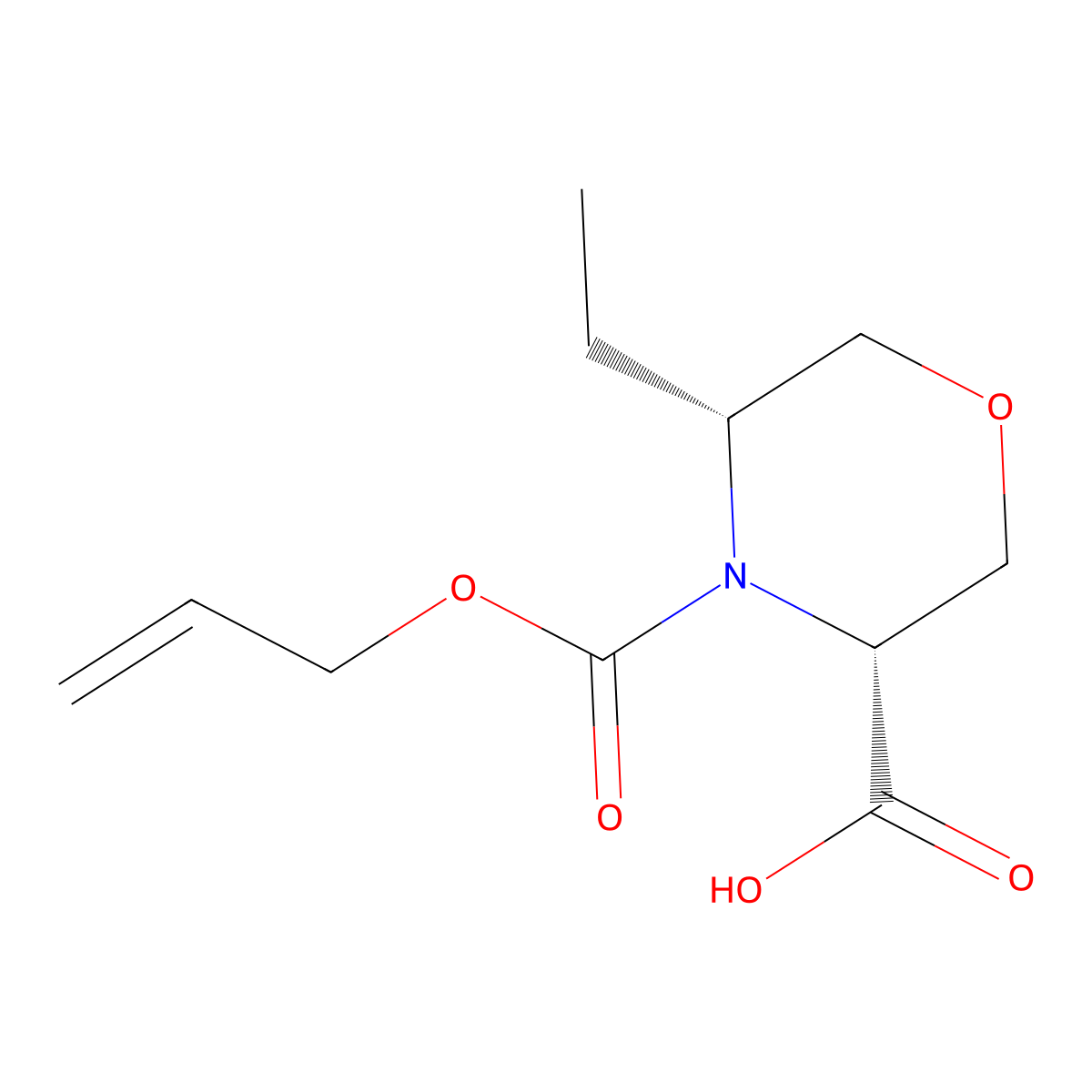 (3R,5R)-5-ethyl-4-[(prop-2-en-1-yloxy)carbonyl]morpholine-3-carboxylic acid molecular structure, CAS 2679806-06-3