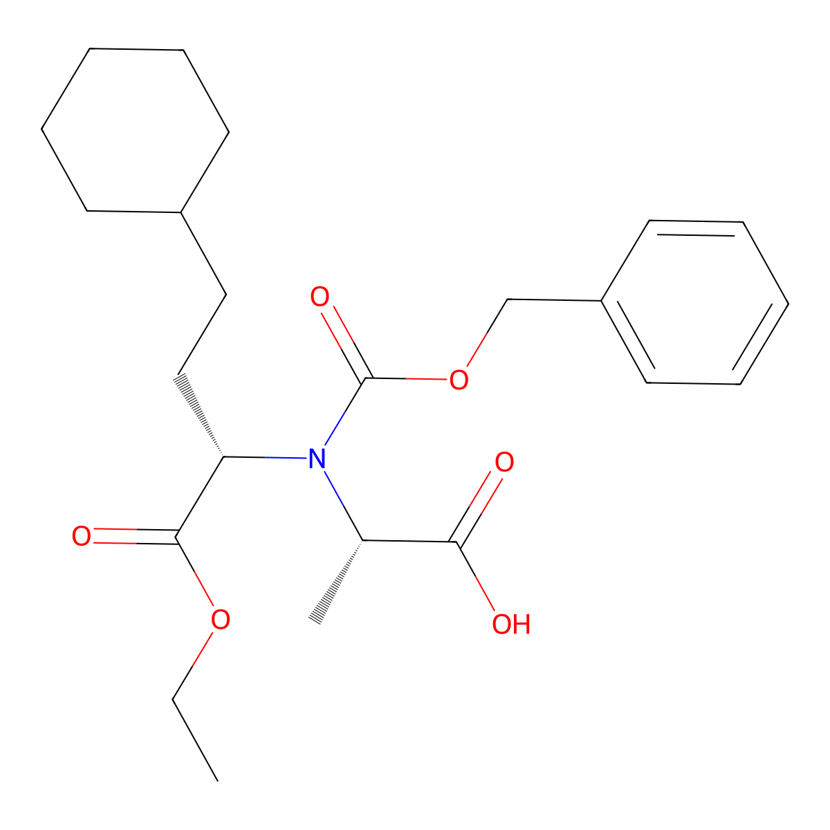 (2S)-2-{[(benzyloxy)carbonyl][(2S)-4-cyclohexyl-1-ethoxy-1-oxobutan-2-yl]amino}propanoic acid molecular structure, CAS 2679806-10-9