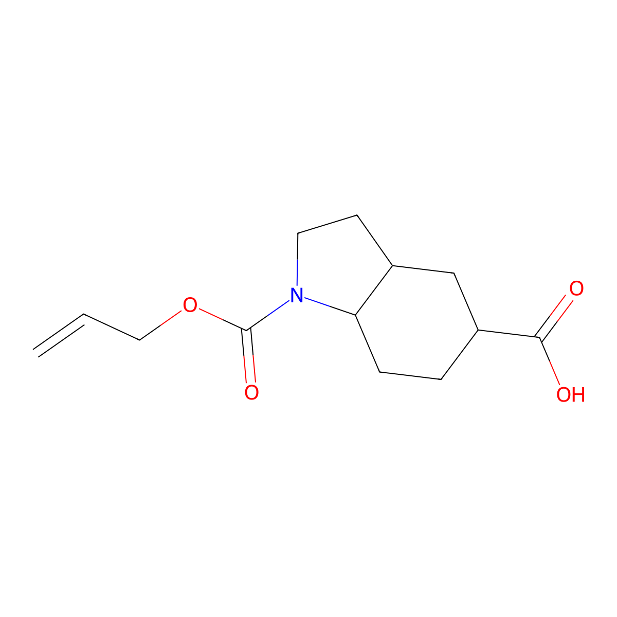 rac-(3aR,5S,7aR)-1-[(prop-2-en-1-yloxy)carbonyl]-octahydro-1H-indole-5-carboxylic acid molecular structure, CAS 2679806-12-1