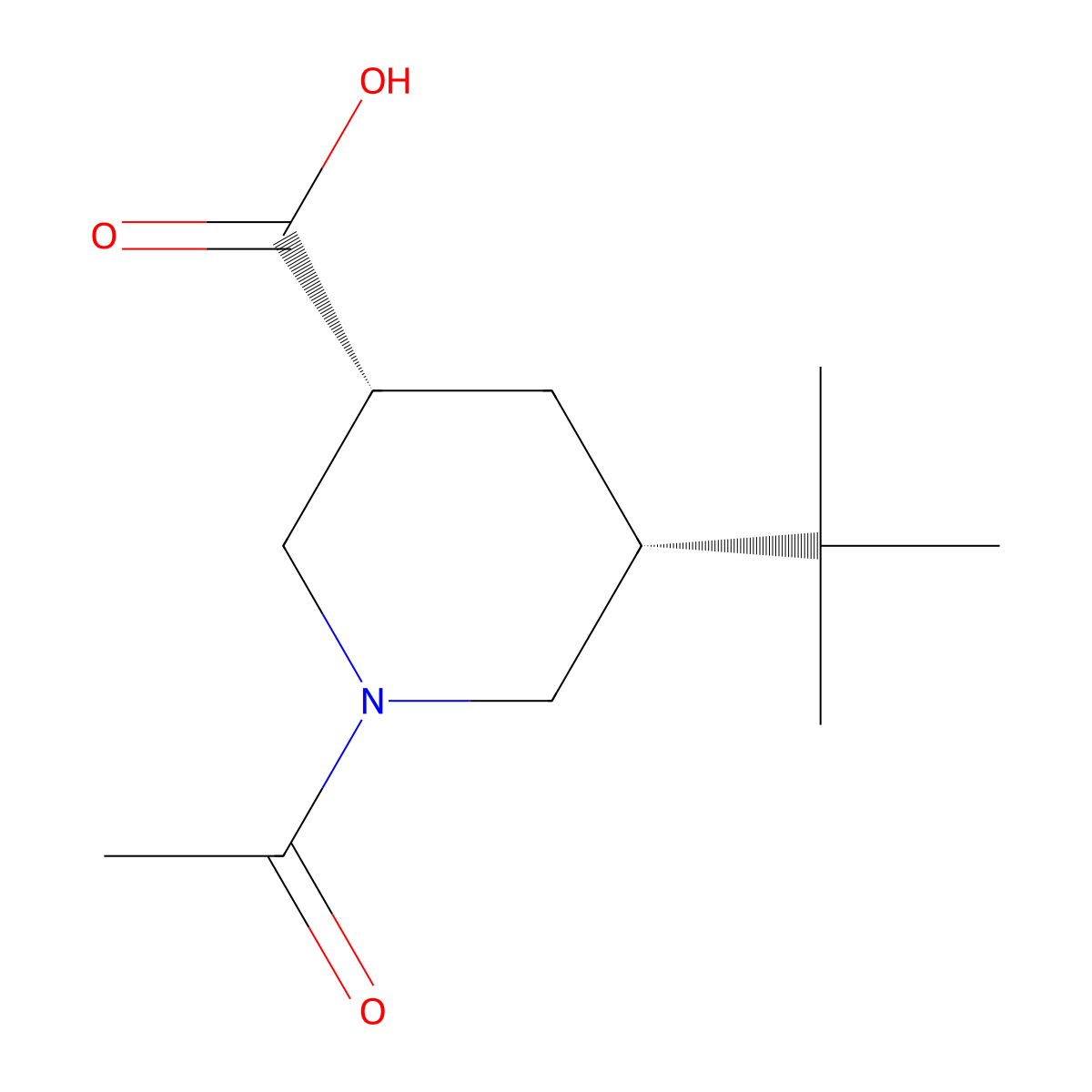 rac-(3R,5R)-1-acetyl-5-tert-butylpiperidine-3-carboxylic acid molecular structure, CAS 2679806-15-4