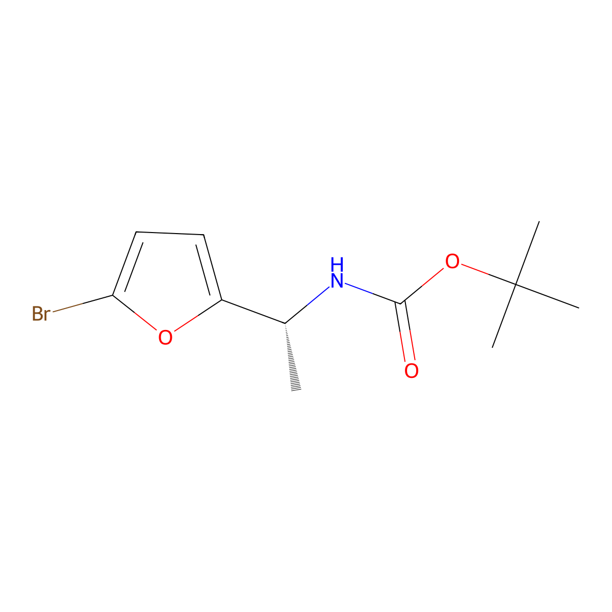tert-butyl N-[(1R)-1-(5-bromofuran-2-yl)ethyl]carbamate molecular structure, CAS 2679806-17-6