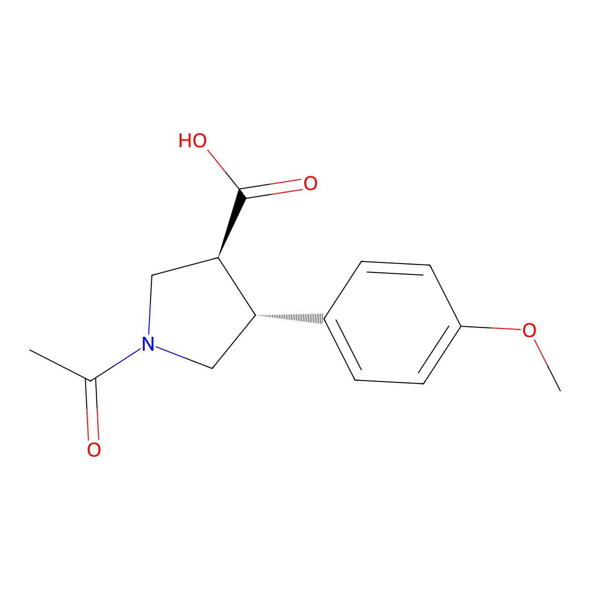 rac-(3R,4S)-1-acetyl-4-(4-methoxyphenyl)pyrrolidine-3-carboxylic acid molecular structure, CAS 2679806-20-1