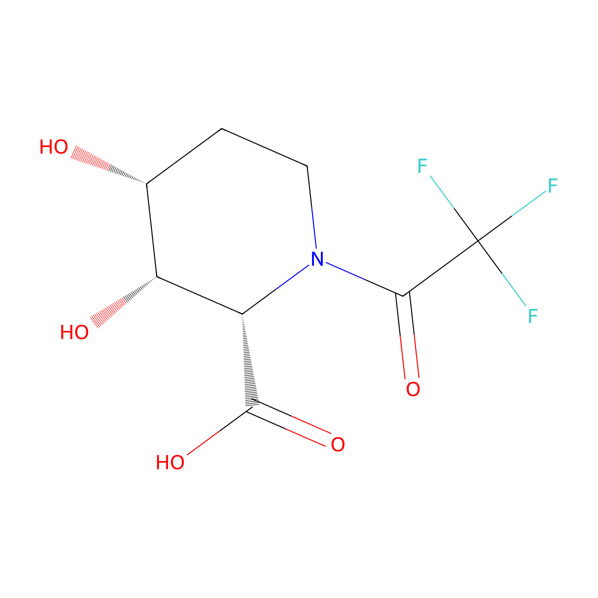 rac-(2R,3R,4S)-3,4-dihydroxy-1-(trifluoroacetyl)piperidine-2-carboxylic acid molecular structure, CAS 2679806-32-5