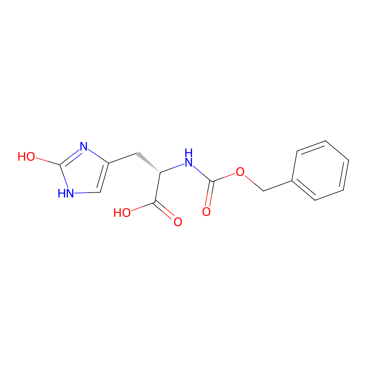(2S)-2-{[(benzyloxy)carbonyl]amino}-3-(2-hydroxy-1H-imidazol-4-yl)propanoic acid molecular structure, CAS 2679806-33-6